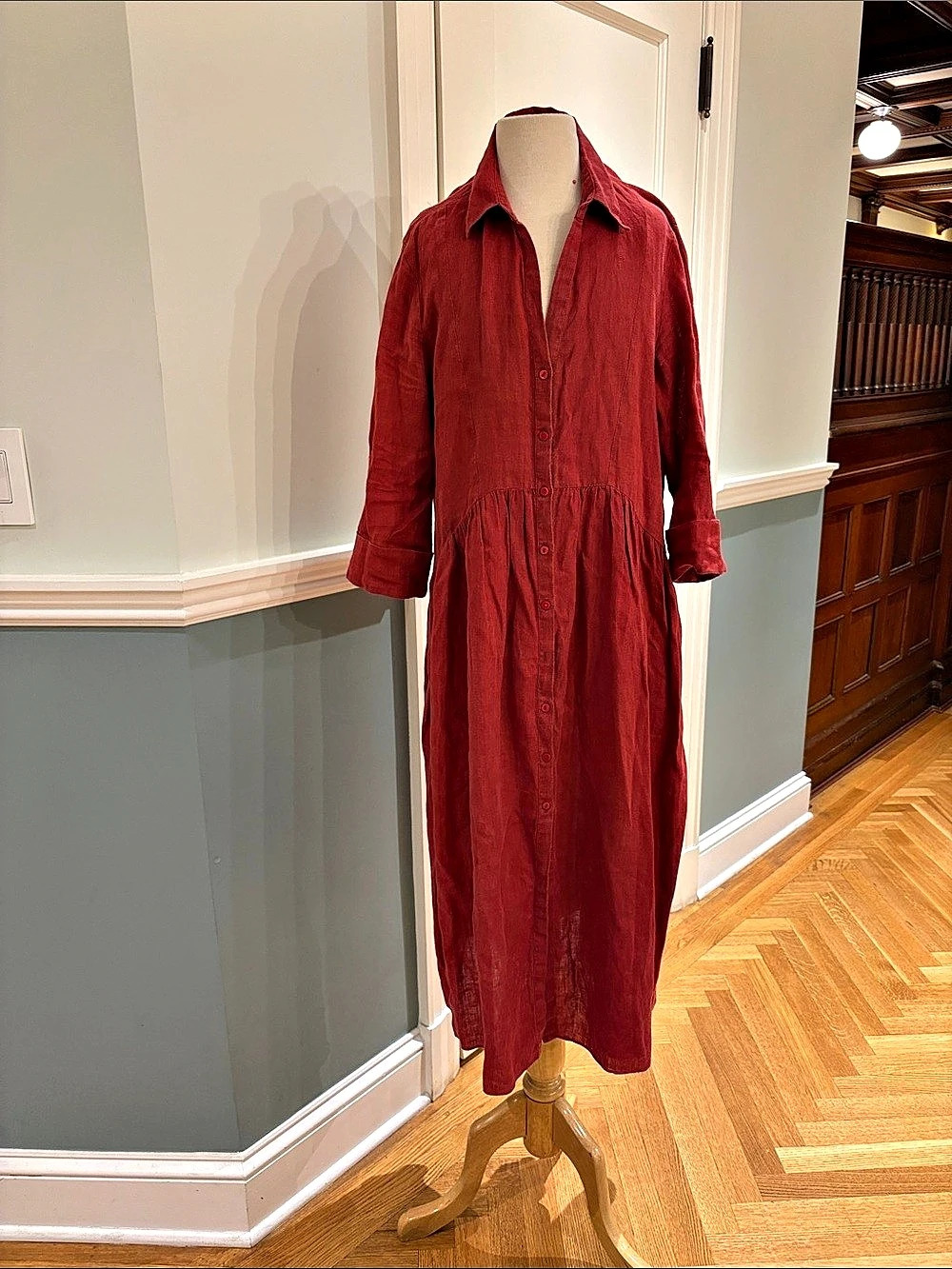 Zara Red Maxi Shirt Dress Size Small
